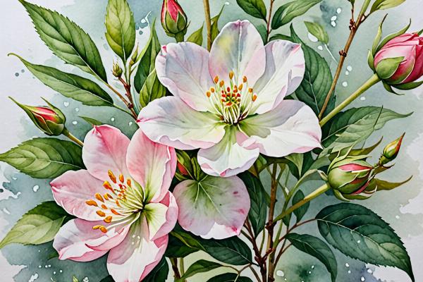 Watercolor floral painting by student